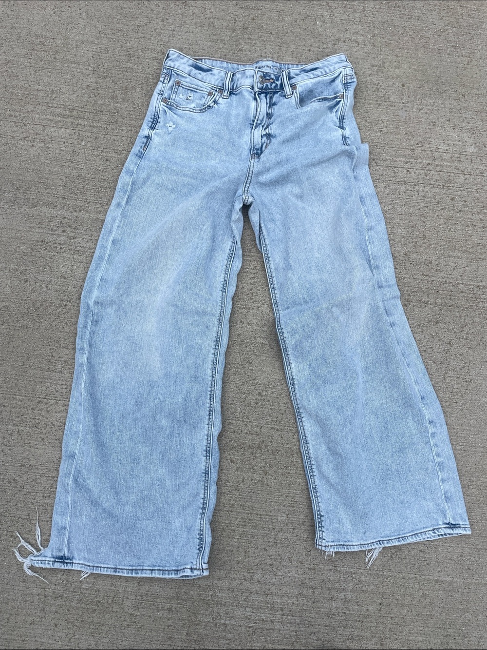 American Eagle Outfitters Washed Light Blue Wide-Leg Jeans